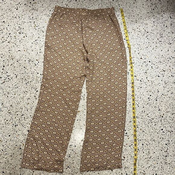 Theory 100% silk Mitrana Foulard print tan pull on pants small s - Picture 10 of 10